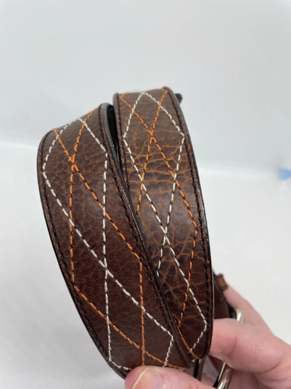 Michael Kors Leather Belt With Stitching Large